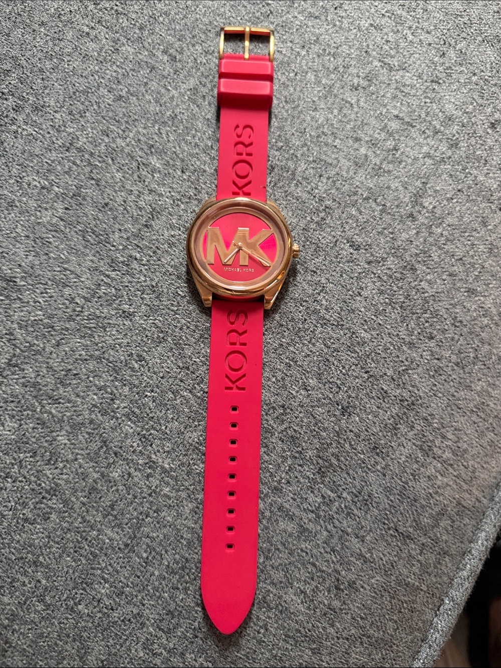 Michael Kors Women's Red MK Logo Silicone Strap Watch